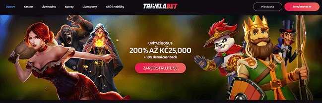 Hlavní menu TrivelaBet